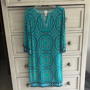 Chico's Blue/Green Geometric Midi Dress